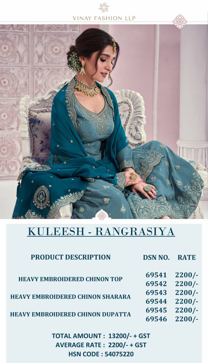 Rangrasiya By Vinay Kuleesh Chinon Wedding Wear Salwar Kameez Wholesale Online
